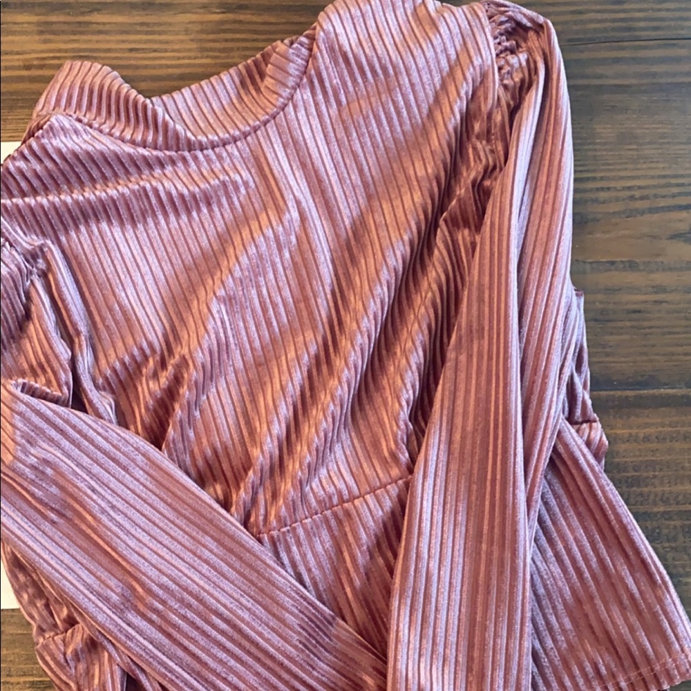 Long sleeved pink crushed velvet